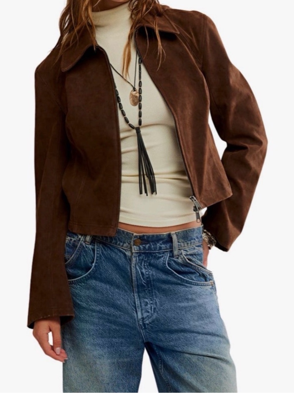 NWT We The Free River Faux Suede Jacket M Western Boho